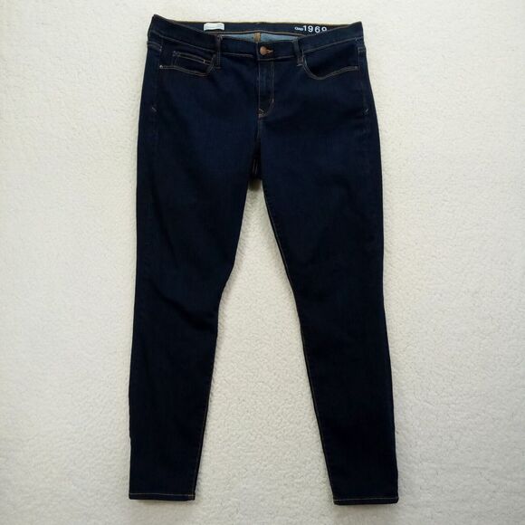 GAP Denim - Gap‎ 1969 Jeans Womens 33R Legging Jean Stretch Denim Cotton Blend Blue Dark